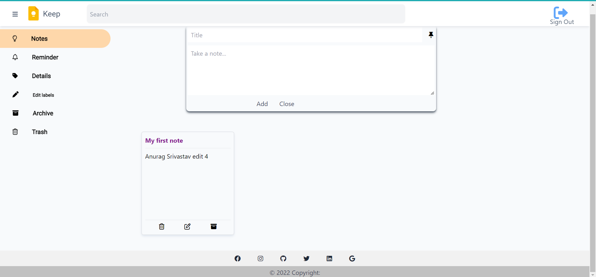 Google Keep Notes